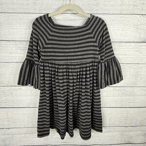 Pippa and Julie Gray Black Striped Dress Bell Sleeves Sz 6